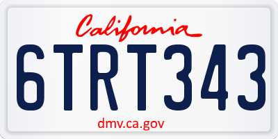 CA license plate 6TRT343