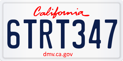 CA license plate 6TRT347