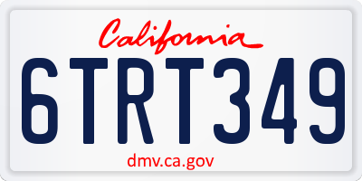 CA license plate 6TRT349