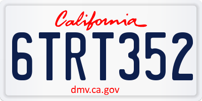 CA license plate 6TRT352