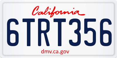 CA license plate 6TRT356