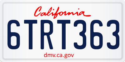 CA license plate 6TRT363