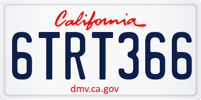 CA license plate 6TRT366