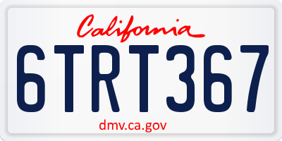 CA license plate 6TRT367