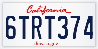 CA license plate 6TRT374