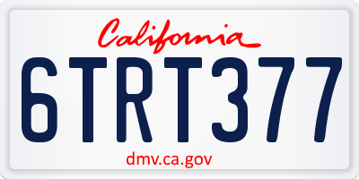 CA license plate 6TRT377