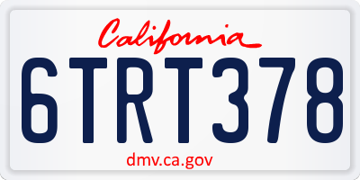 CA license plate 6TRT378