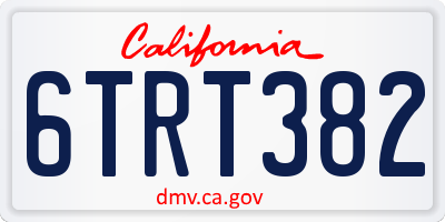 CA license plate 6TRT382