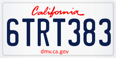 CA license plate 6TRT383