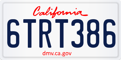 CA license plate 6TRT386