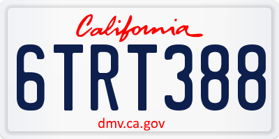 CA license plate 6TRT388