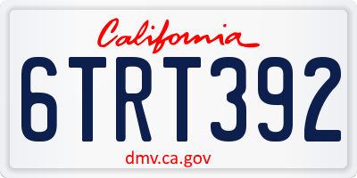 CA license plate 6TRT392