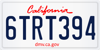 CA license plate 6TRT394