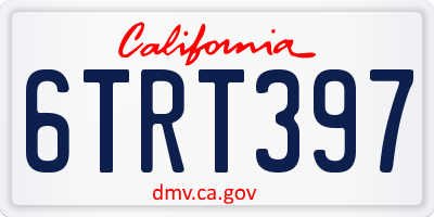 CA license plate 6TRT397