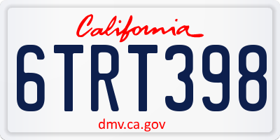 CA license plate 6TRT398