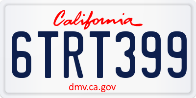CA license plate 6TRT399