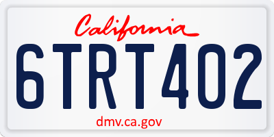 CA license plate 6TRT402