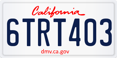 CA license plate 6TRT403