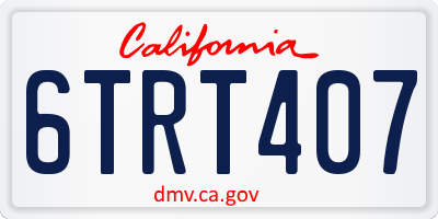 CA license plate 6TRT407