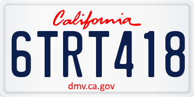 CA license plate 6TRT418