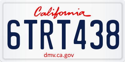 CA license plate 6TRT438