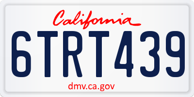 CA license plate 6TRT439