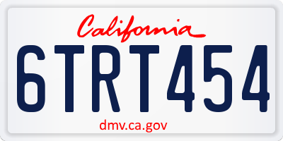 CA license plate 6TRT454