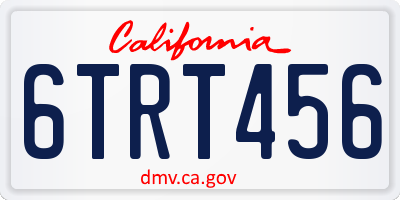 CA license plate 6TRT456