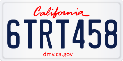 CA license plate 6TRT458
