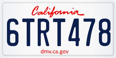 CA license plate 6TRT478