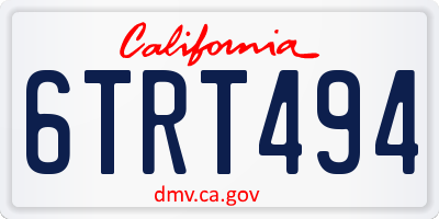 CA license plate 6TRT494