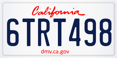 CA license plate 6TRT498