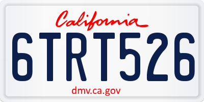 CA license plate 6TRT526