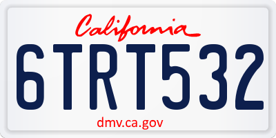 CA license plate 6TRT532