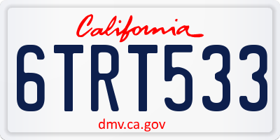 CA license plate 6TRT533