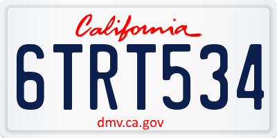 CA license plate 6TRT534