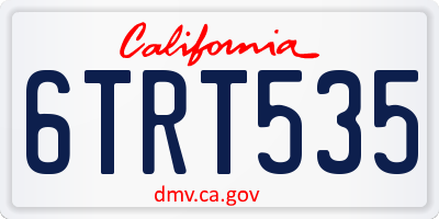 CA license plate 6TRT535