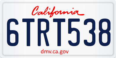 CA license plate 6TRT538