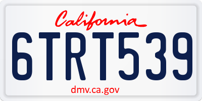 CA license plate 6TRT539