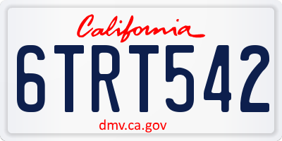 CA license plate 6TRT542