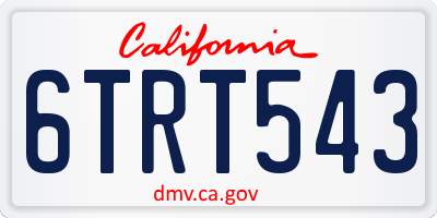 CA license plate 6TRT543