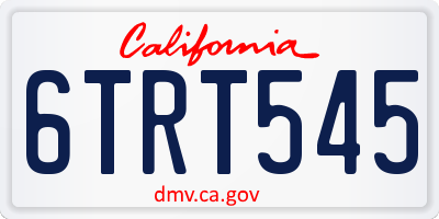 CA license plate 6TRT545