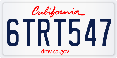 CA license plate 6TRT547