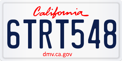 CA license plate 6TRT548