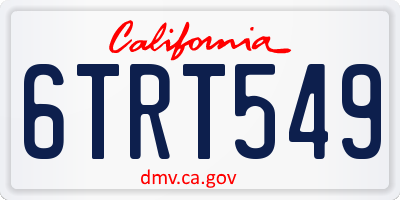 CA license plate 6TRT549