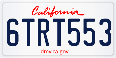 CA license plate 6TRT553