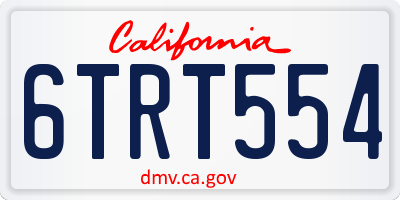 CA license plate 6TRT554