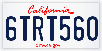 CA license plate 6TRT560