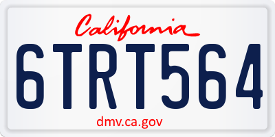 CA license plate 6TRT564