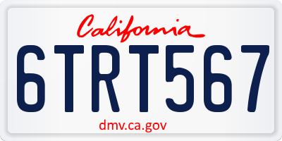 CA license plate 6TRT567